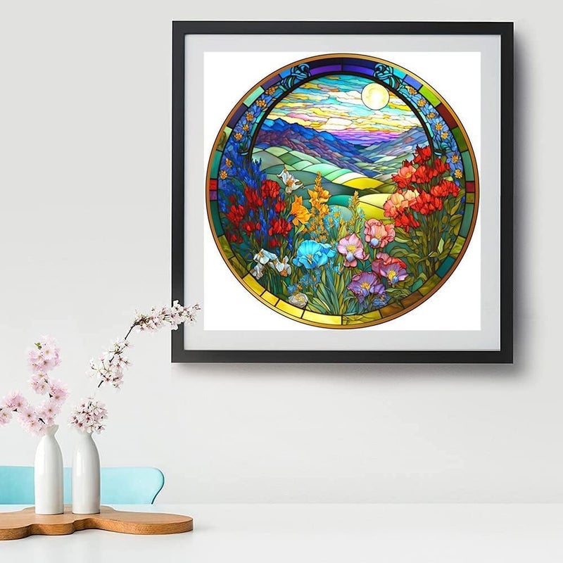Tiwabb Stamped Cross Stitch Kits - Flower Mountain Landscape Counted Cross Stitch Kits for Beginners Adults,11 CT Patterns Dimensions Embroidery Kits Arts Craft Kits13.8 x 13.8inch - Image 3